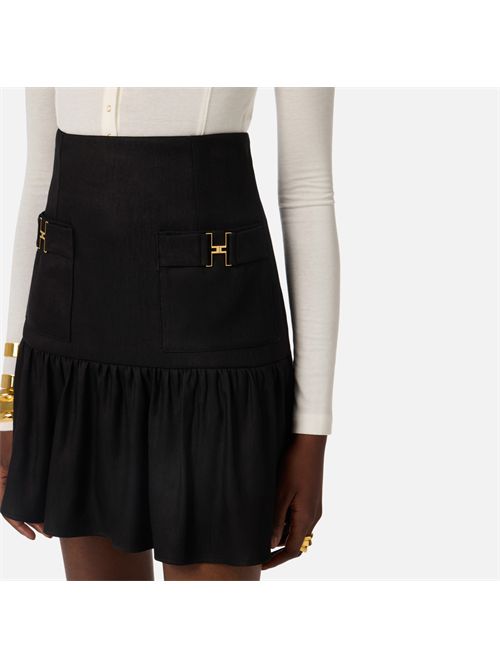 Gonna in misto lino con dettagli gioiello ELISABETTA FRANCHI | GO18662E2/110